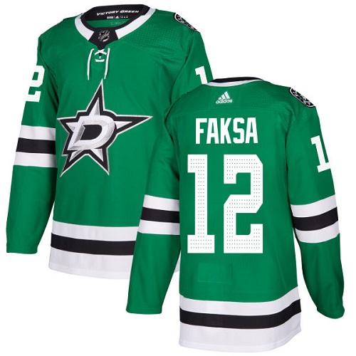 Adidas Stars #12 Radek Faksa Green Home Authentic Stitched NHL Jersey - Click Image to Close